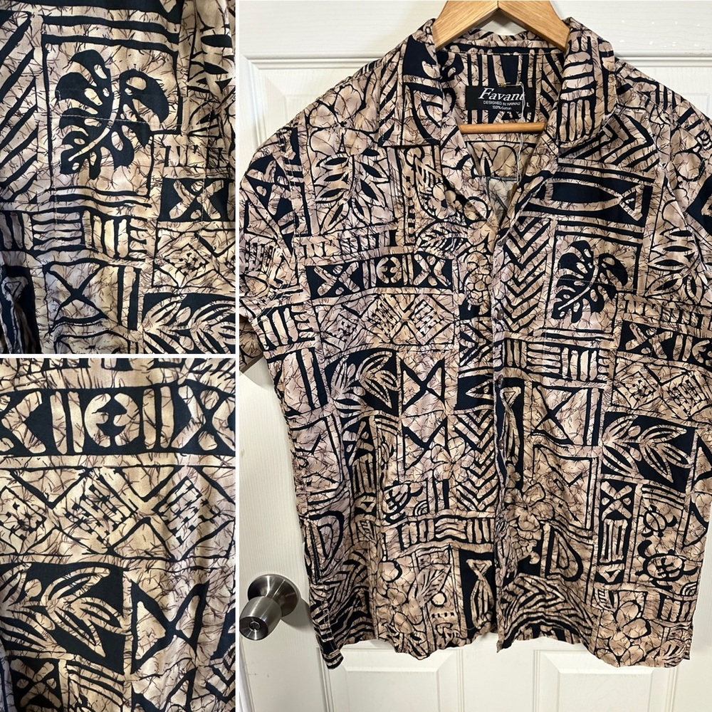 Vintage Favant brown tapas shirt, chest 46”
